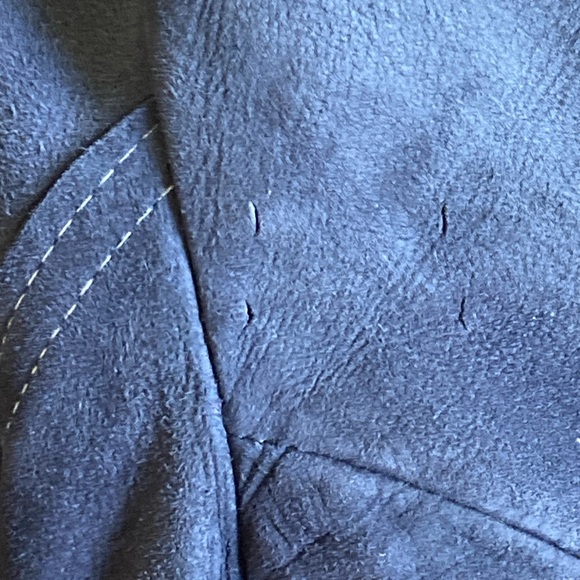 Vintage 1960s Mod Aleksander Norway Blue Lamb Leather Belted Jacket Women's S - Picture 13 of 16